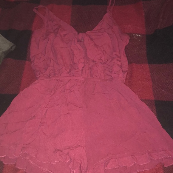 Mossimo Supply Co. Other - Maroon Ruffled Romper with front knot